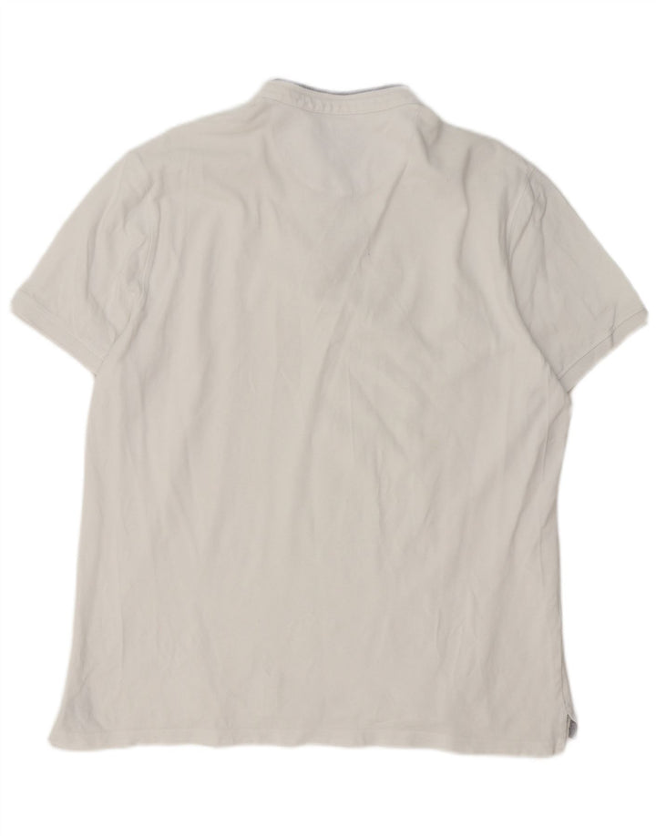 Massimo Dutti Mens Polo Shirt 2XL White Cotton