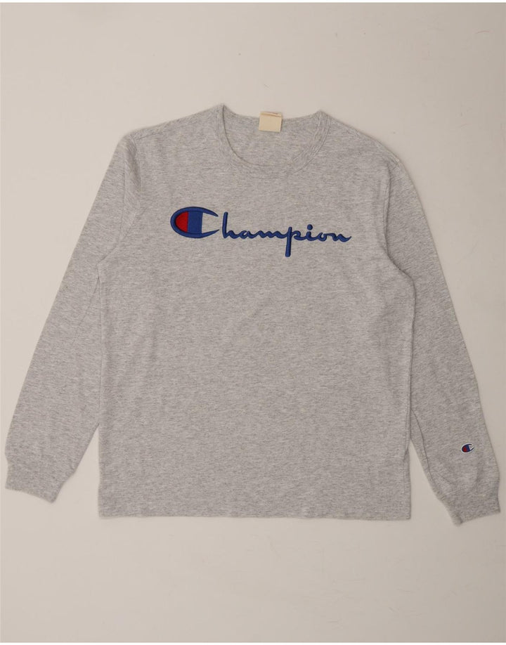 CHAMPION Mens Graphic Top Long Sleeve Small Grey Cotton Vintage Champion and Second-Hand Champion from Messina Hembry 