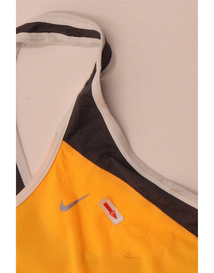 Canotta Nike Dri Fit da donna UK 12 poliestere color block giallo medio