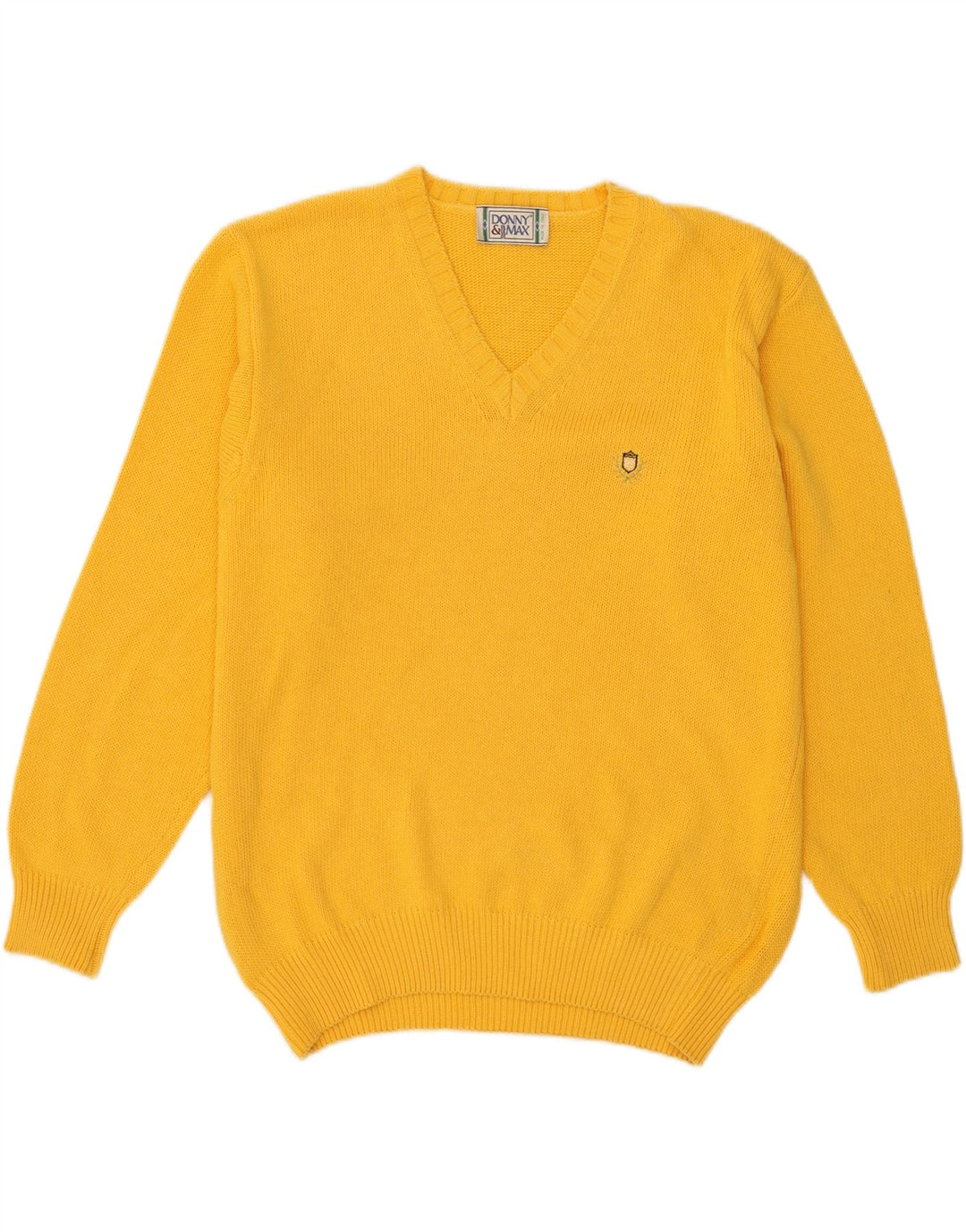 Donny & Max Maglione da uomo con scollo a V grande cotone giallo
