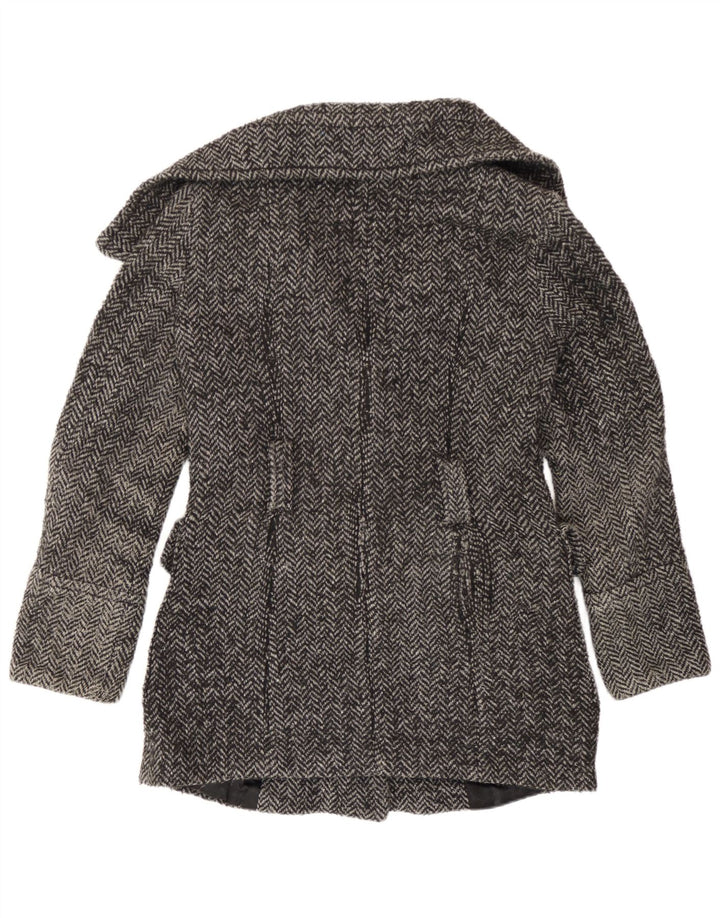 Zara Dame Overfrakke UK 14 Medium Grey Herringbone