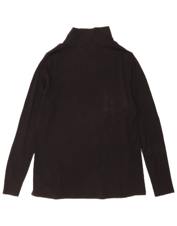 Marks & Spencer Womens Top Long Sleeve UK 14 Medium Black Cotton