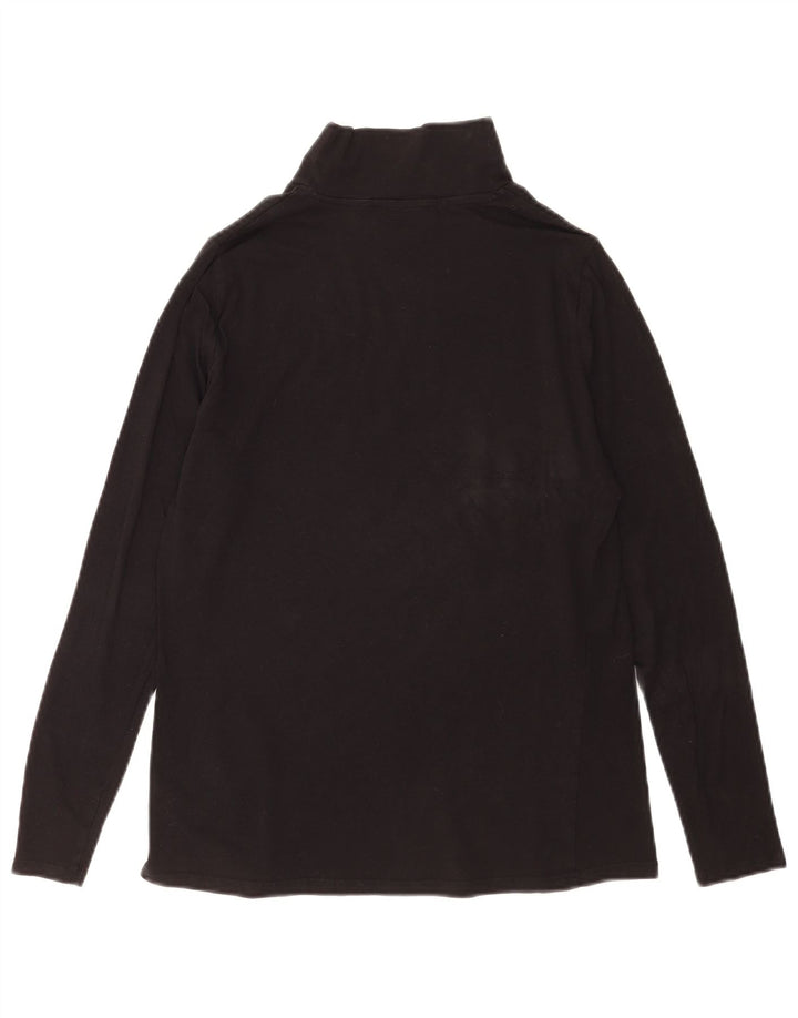 Marks & Spencer Womens Top Long Sleeve UK 14 Medium Black Cotton