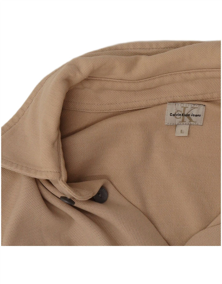 Calvin Klein Jeans Mens Shirt Large Beige