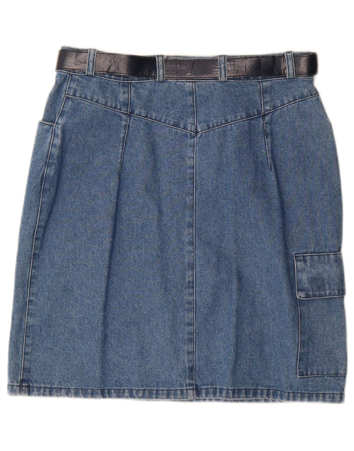 Vintage Womens Denim Cargo Skirt IT 42 Medium W28 Blue Cotton