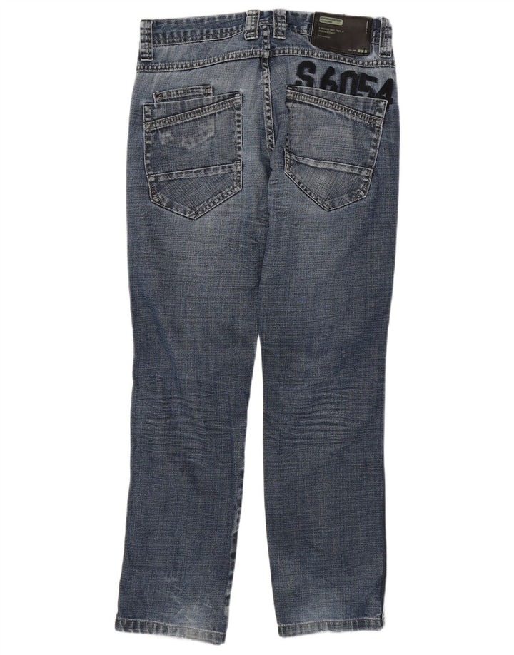 Springfield Mens Graphic Straight Jeans W28 L30 Blue Cotton