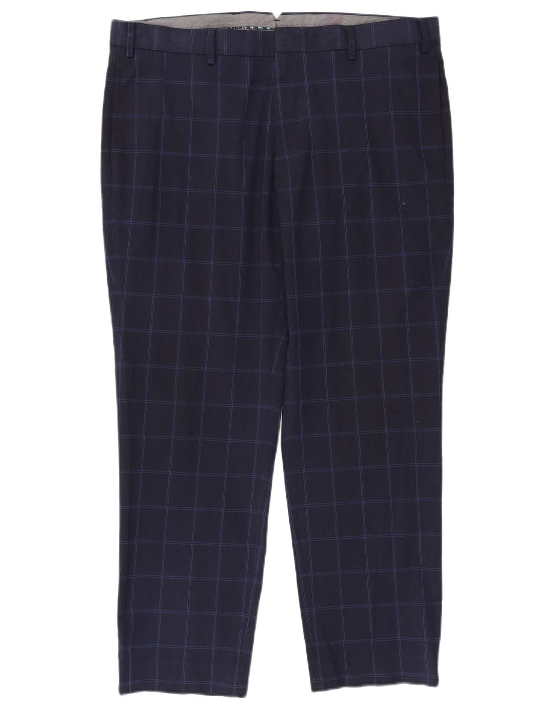 Marks & Spencer Mens Regular Fit Suit Trousers W38 L29 Navy Blue Check