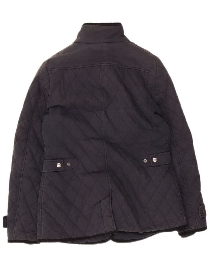 Crew Clothing Dame Quiltet Jakke UK 12 Medium Navy Blue Bomuld
