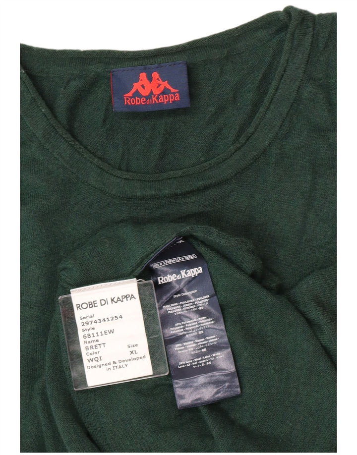 Kappa Herren-Pullover mit Rundhalsausschnitt, XL, grünes Polyamid