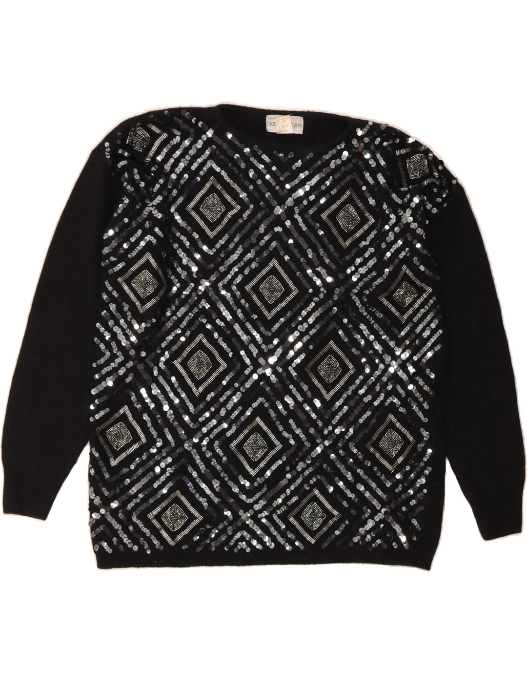 BLOOMINGDALE'S Womens Crew Neck Jumper Sweater UK 10 Small Black Vintage Bloomingdale's and Second-Hand Bloomingdale's from Messina Hembry 