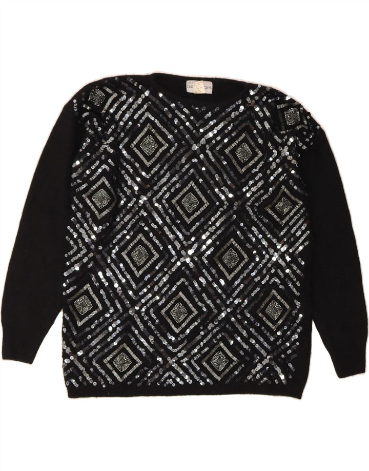 BLOOMINGDALE'S Womens Crew Neck Jumper Sweater UK 10 Small Black Vintage Bloomingdale's and Second-Hand Bloomingdale's from Messina Hembry 