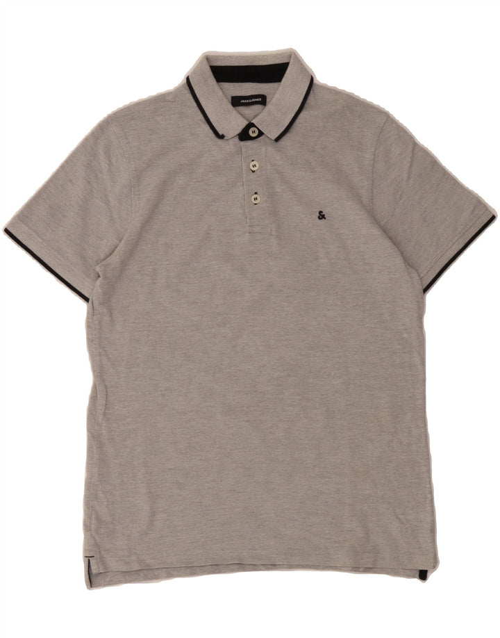 JACK & JONES Mens Polo Shirt Medium Grey Cotton Vintage Jack & Jones and Second-Hand Jack & Jones from Messina Hembry 