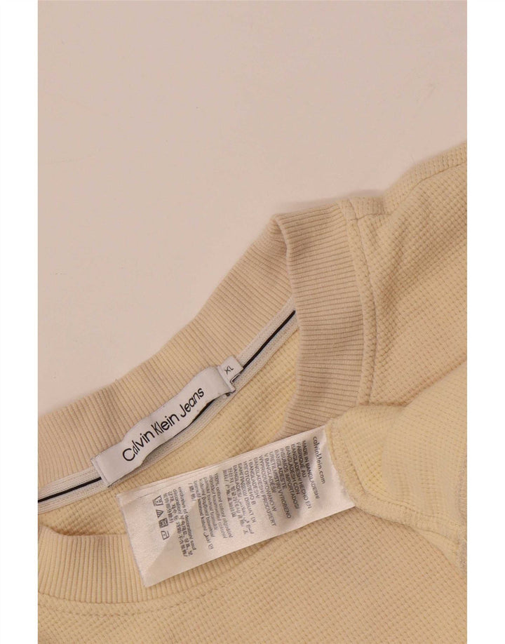 Calvin Klein Mens Top Long Sleeve XL Beige Cotton