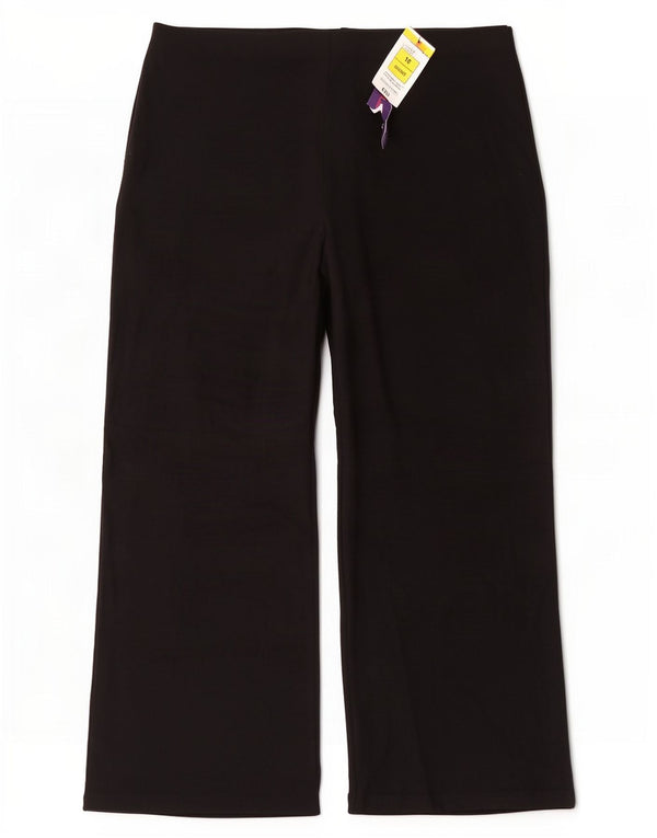 Marks & Spencer Womens Wide Leg Cropped Trousers UK 16 Large W34 L26 Black