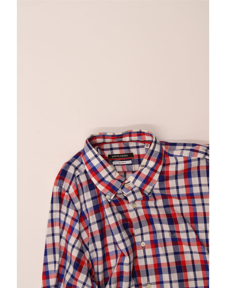 PIERRE CARDIN Mens Slim Fit Shirt Size 18 45 2XL Multicoloured Check Vintage Pierre Cardin and Second-Hand Pierre Cardin from Messina Hembry 