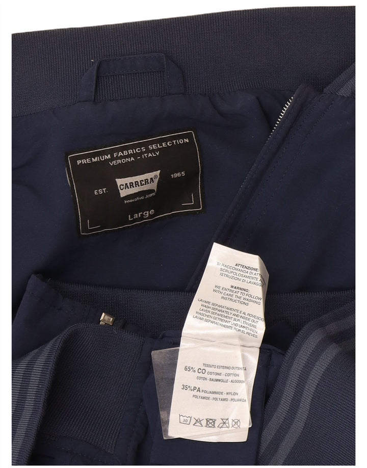 Carrera Mens Bomber Jacket UK 40 Large Navy Blue Cotton