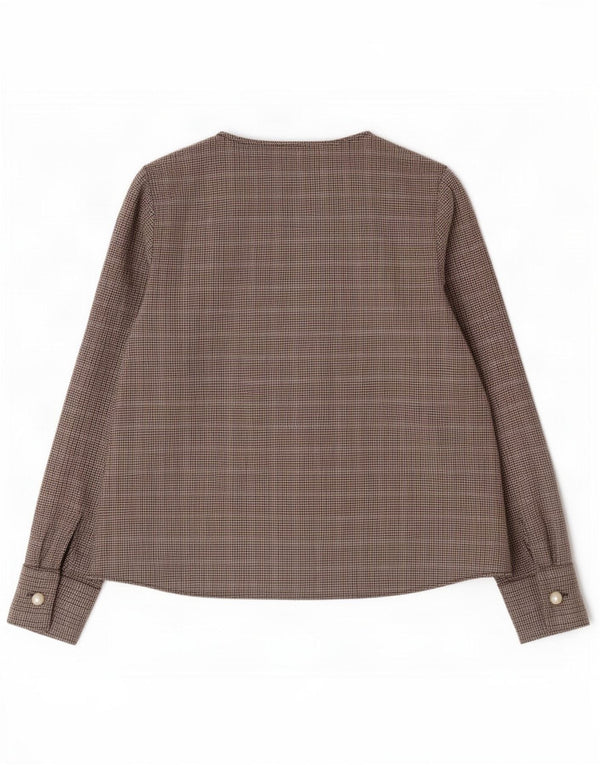 Zara Chemisier à manches longues pour femme UK 44 en polyester pied-de-poule marron moyen