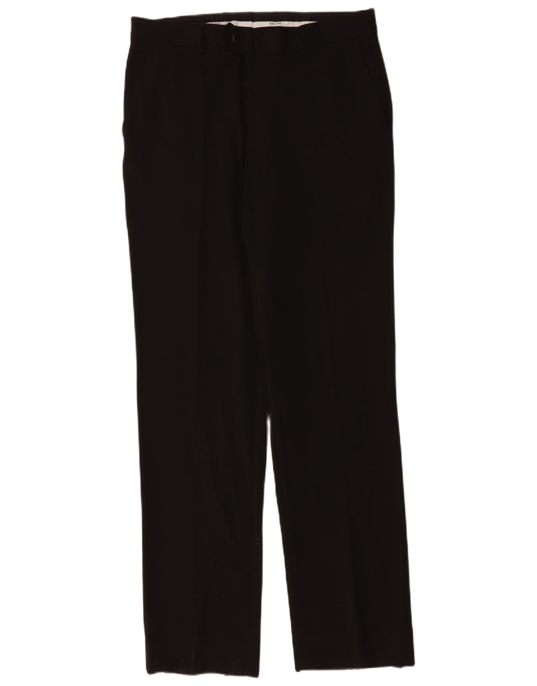 Zara Mens Straight Suit Trousers EU 42 Large W34 L34 Black Polyester