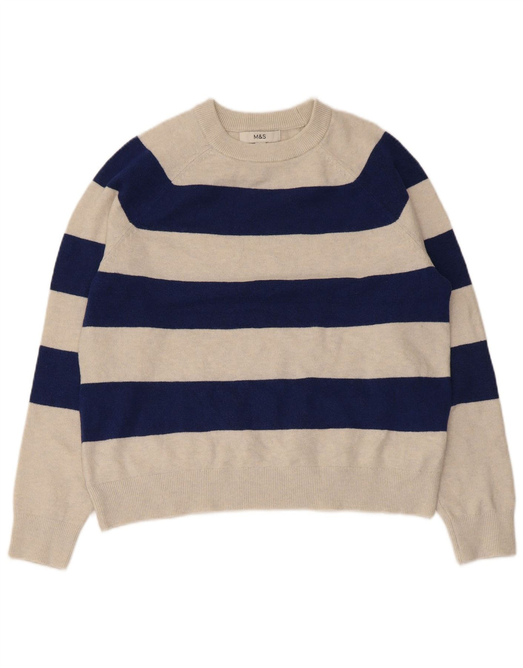 Marks & Spencer Dame sweater med rund hals DK 14 Medium Beige Stribet