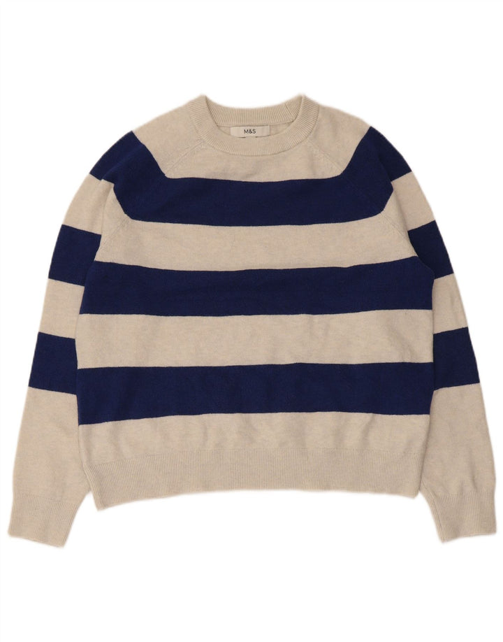 Marks & Spencer Dame sweater med rund hals DK 14 Medium Beige Stribet