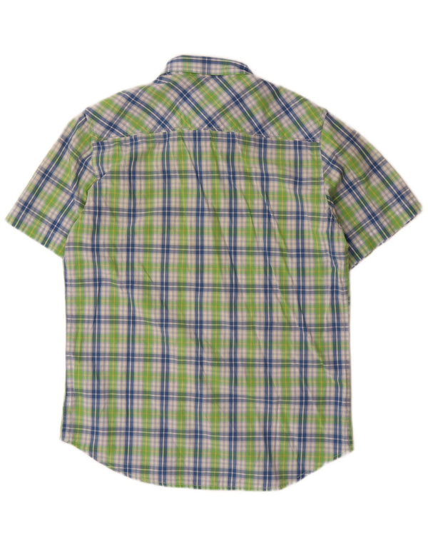 Camisa masculina de manga curta Marlboro Classics algodão xadrez verde médio