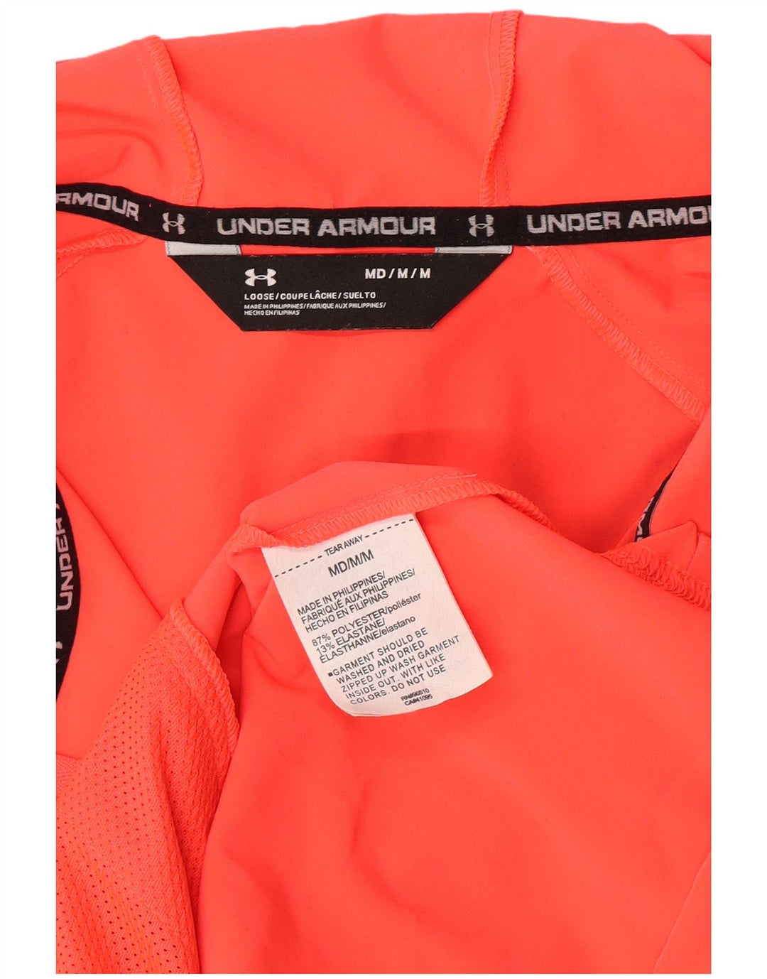 Under Armour Mens Hooded Tracksuit Top Jacket Medium Orange Polyester