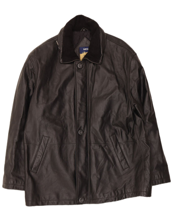 Jaqueta de couro masculina Kartel UK 42 XL preta