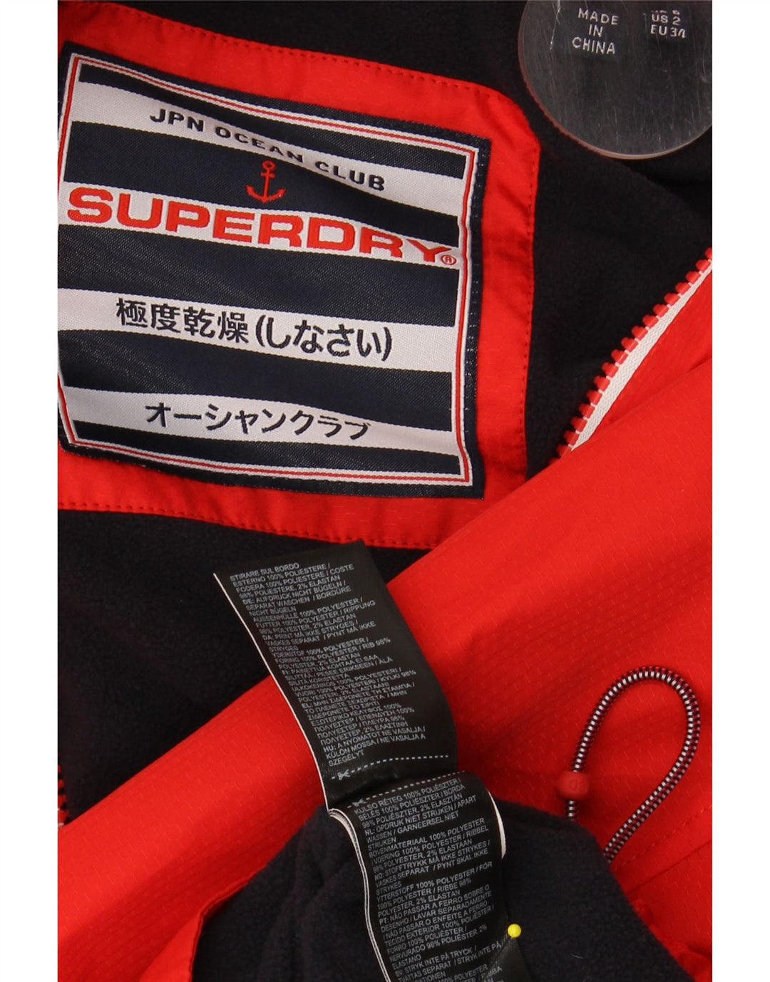 SUPERDRY Damen-Regenjacke mit grafischer Kapuze, UK 6, XS, Rot, Polyester