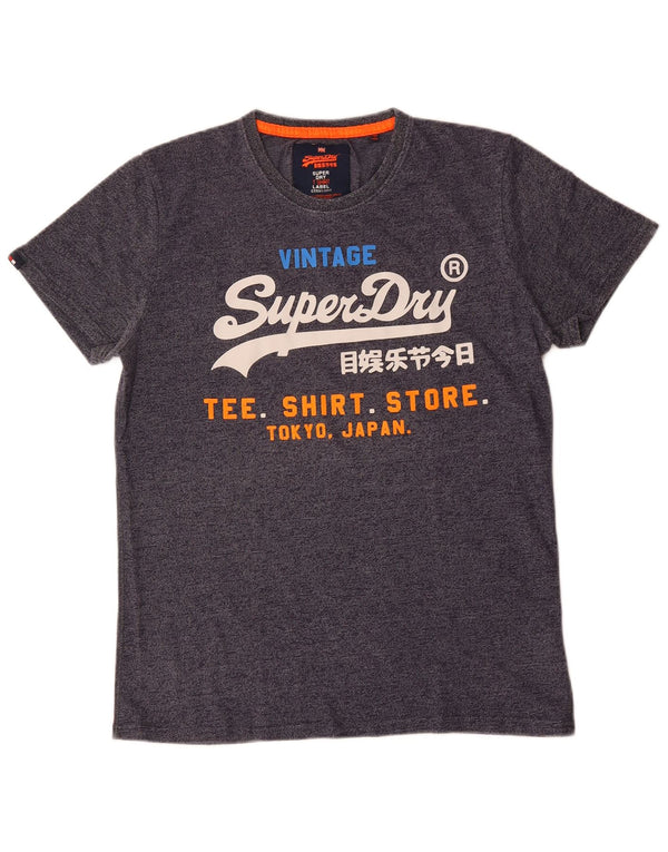 Superdry Homme T-Shirt Graphique Haut Large Bleu Marine Moucheté Coton