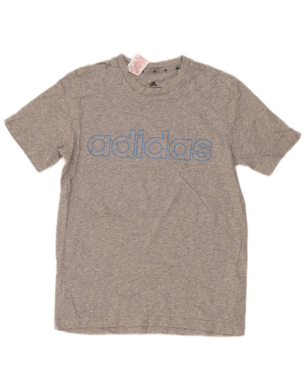 Adidas Boys Graphic T-Shirt Top 11-12 Jahre Grau Baumwolle