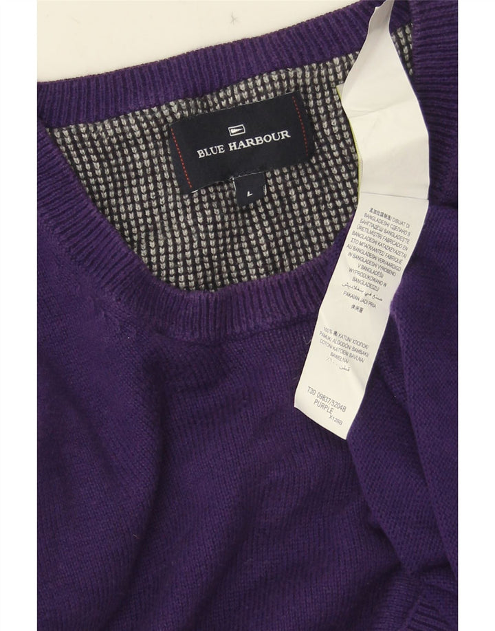 Marks & Spencer Herre Blue Harbor Crew Neck trøje Sweater Large Purple