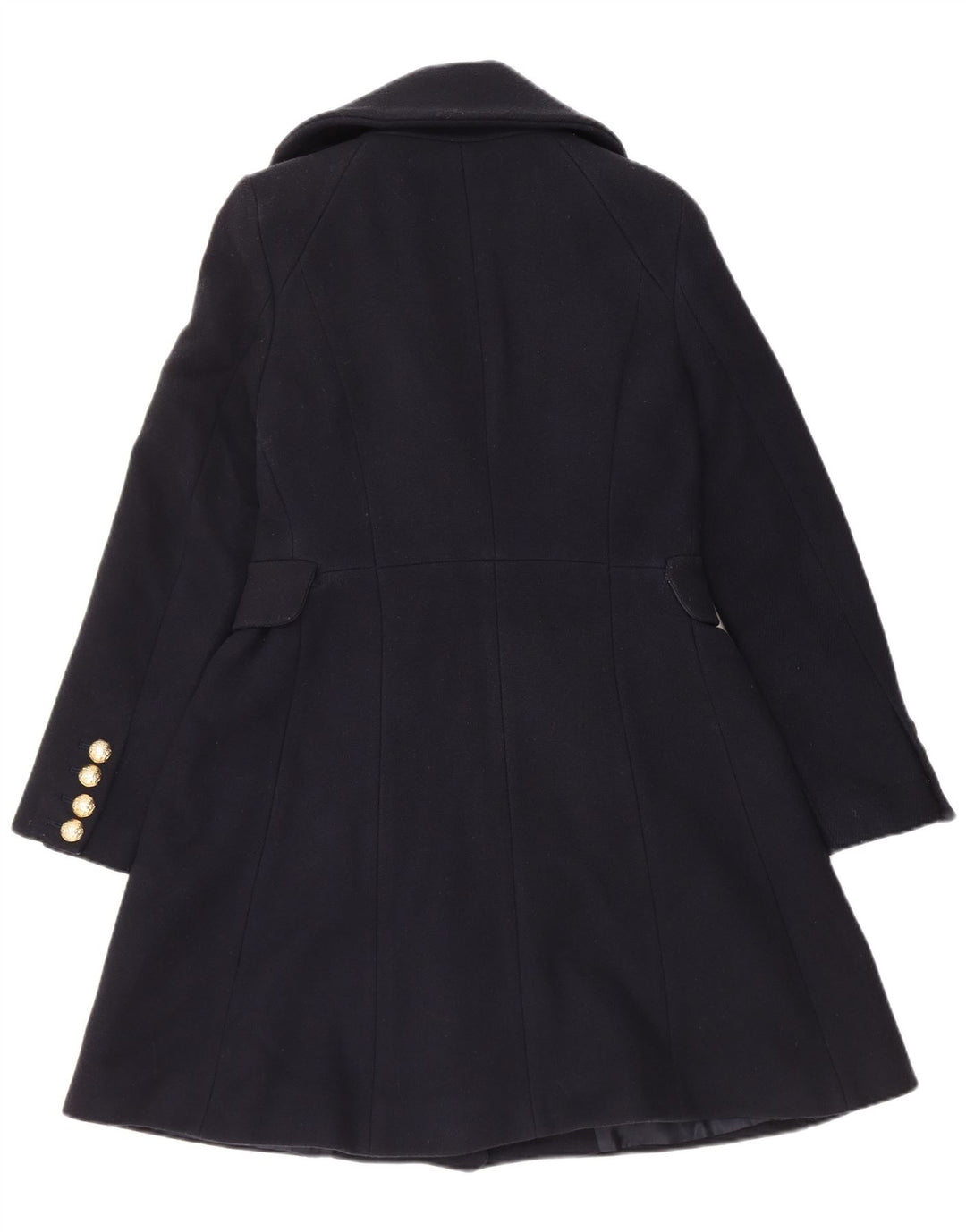 Zara Γυναικείο παλτό με διπλό στήθος UK 14 Large Navy Blue Wool