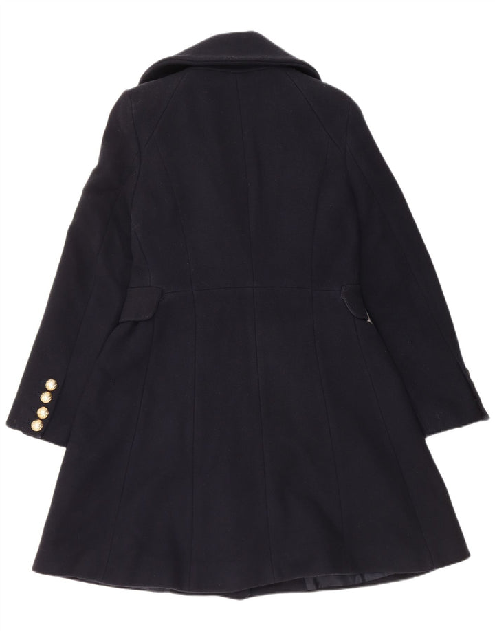 Zara Γυναικείο παλτό με διπλό στήθος UK 14 Large Navy Blue Wool