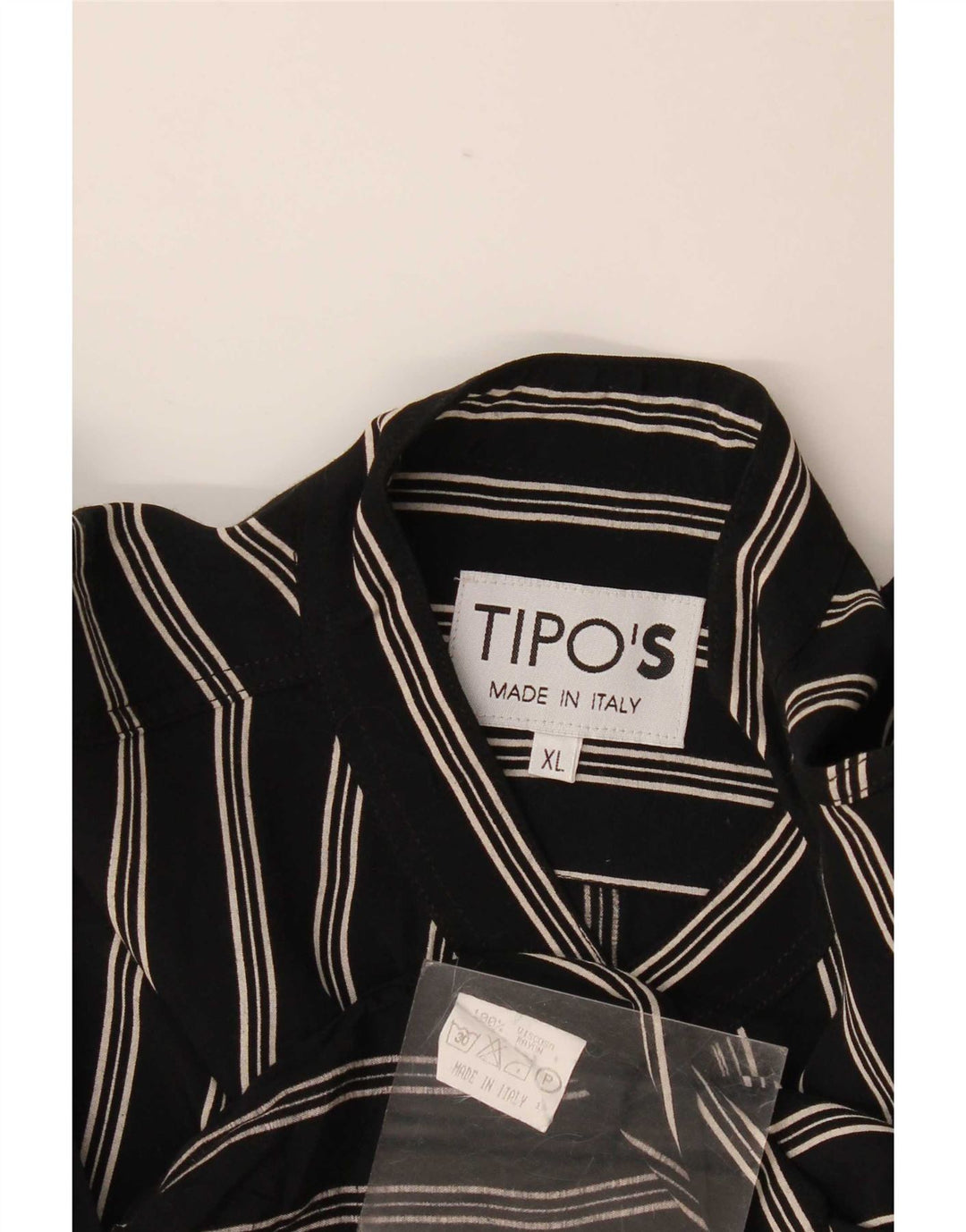 Tipo' S Mens Shirt XL Black Striped Viscose