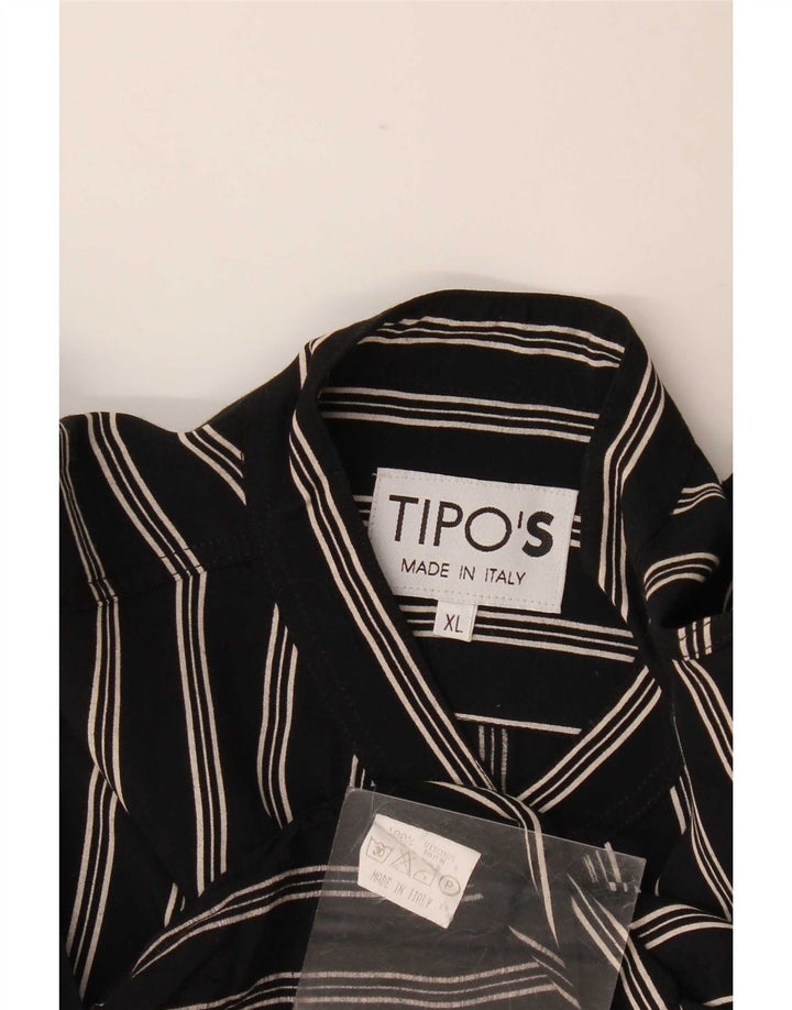 Tipo' S Mens Shirt XL Black Striped Viscose