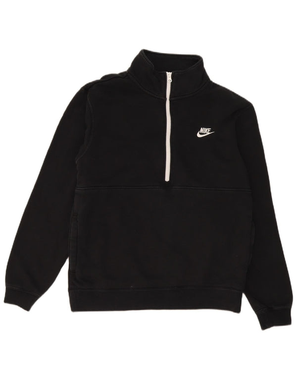 Nike Mens Zip Neck Sweatshirt Jumper Medium Black Cotton