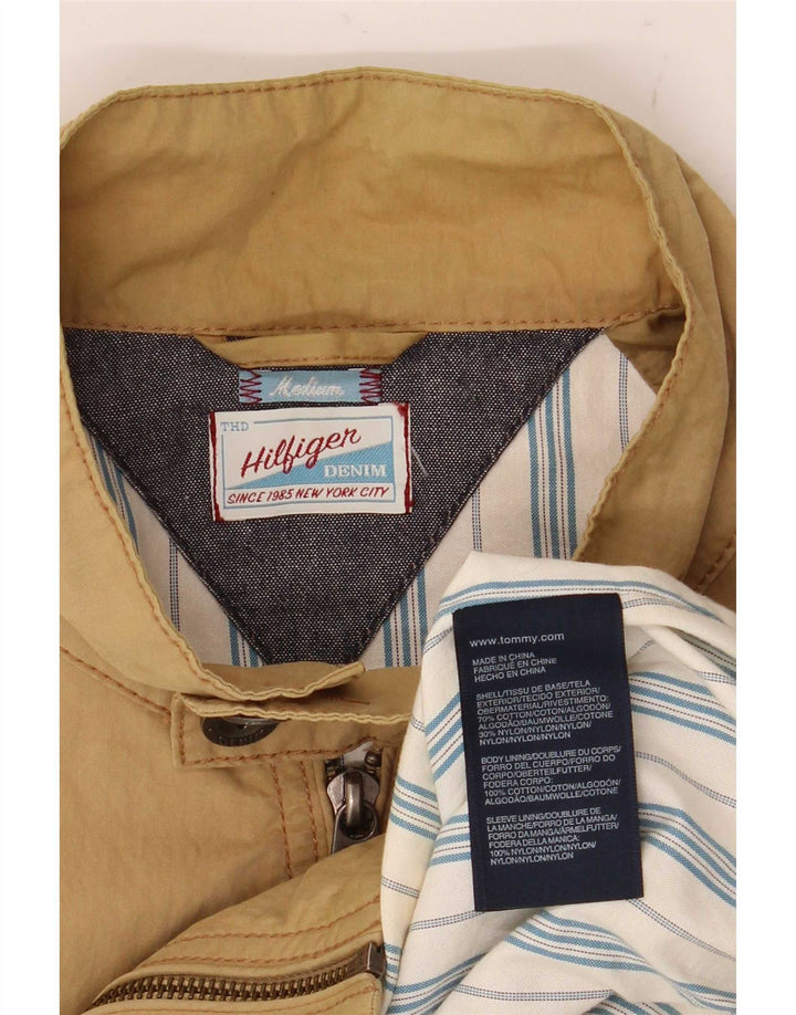 Tommy Hilfiger Mens Bomber Jacket UK 38 Medium Beige Cotton