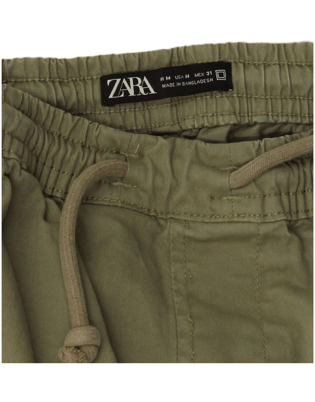Zara Mens Joggers Cargo Trousers Medium W31 L26 Green Cotton