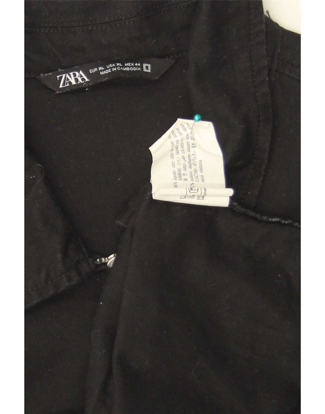 Zara Mens Bomber Jacket UK 42 XL Black Cotton