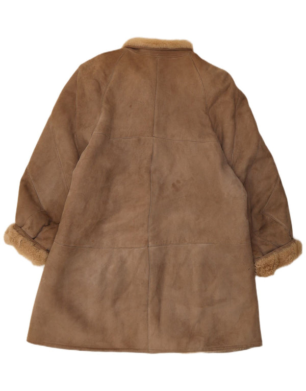 Vintage Damen Shearling Mantel mit lockerer Passform IT 44 Mittelbraun Klassisch