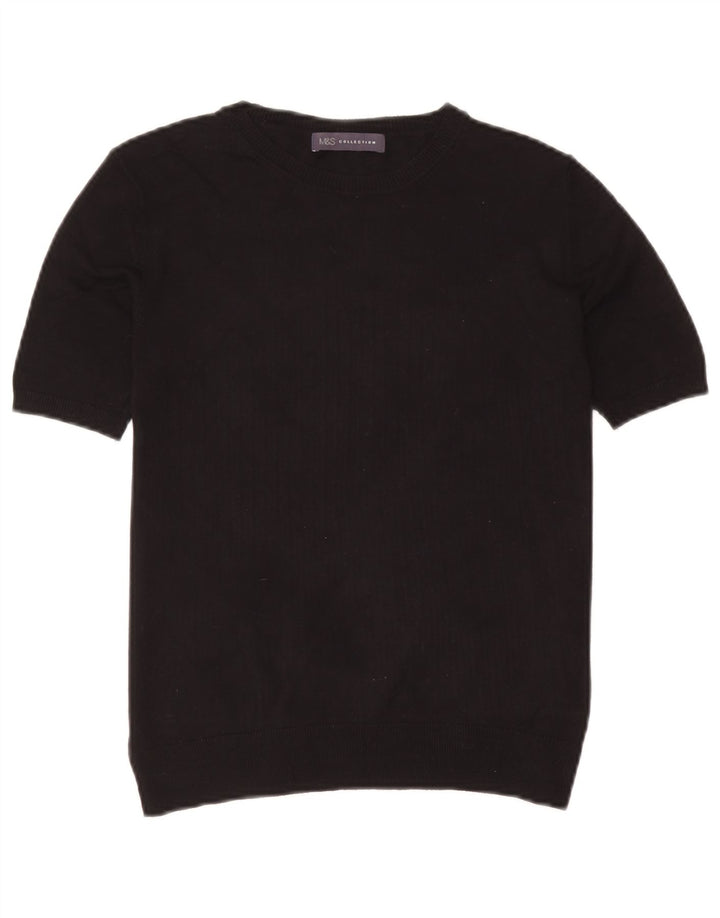 Marks & Spencer Damen Bluse Top UK 10 Small Schwarze Viskose