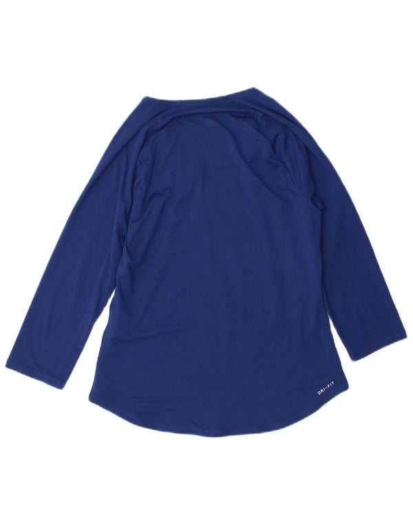 Женский топ Nike Dri Fit с длинным рукавом UK 10, маленький темно-синий, полиэстер