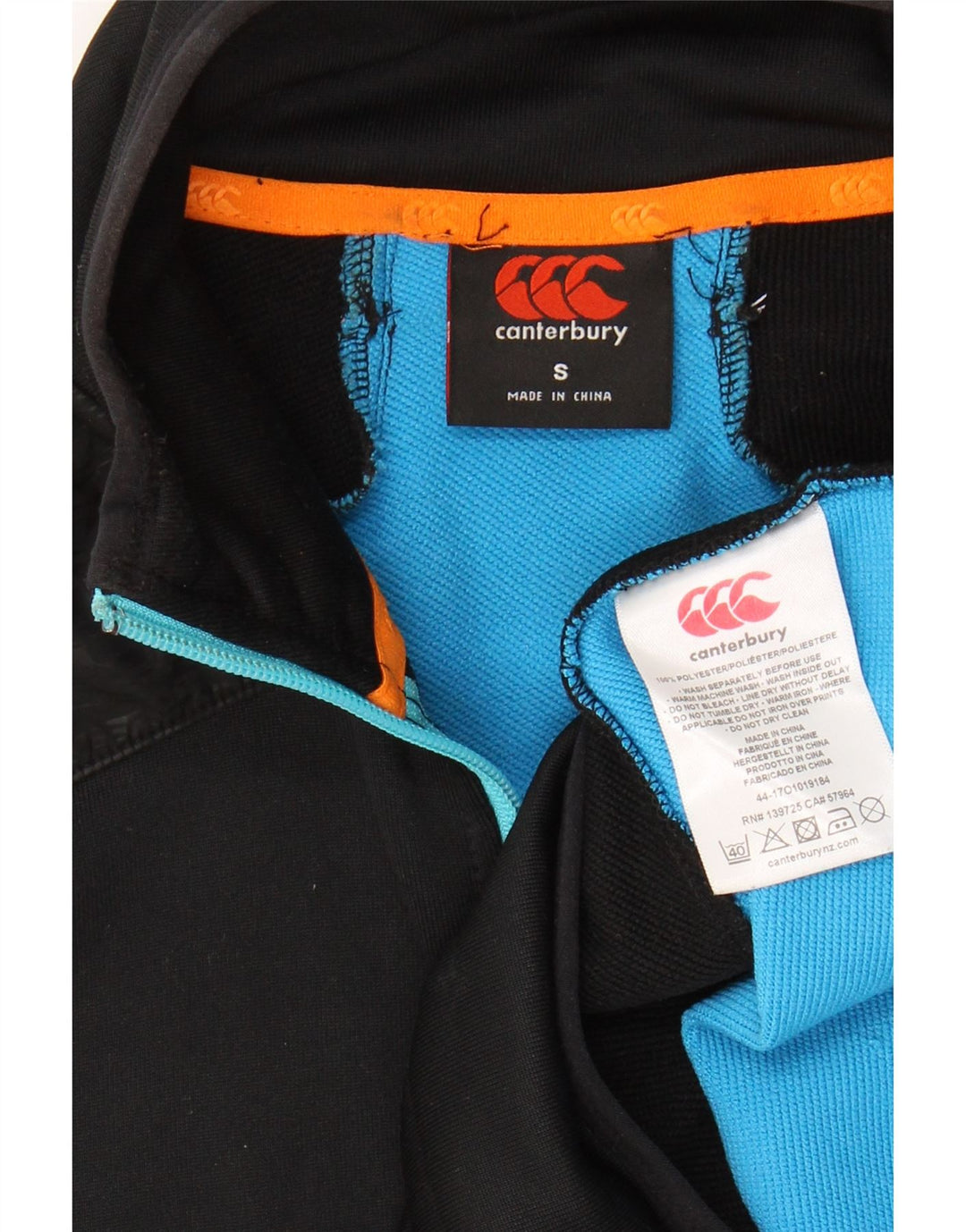 CANTERBURY Mens Zip Neck Pullover Tracksuit Top Small Black Colourblock Vintage Canterbury and Second-Hand Canterbury from Messina Hembry 