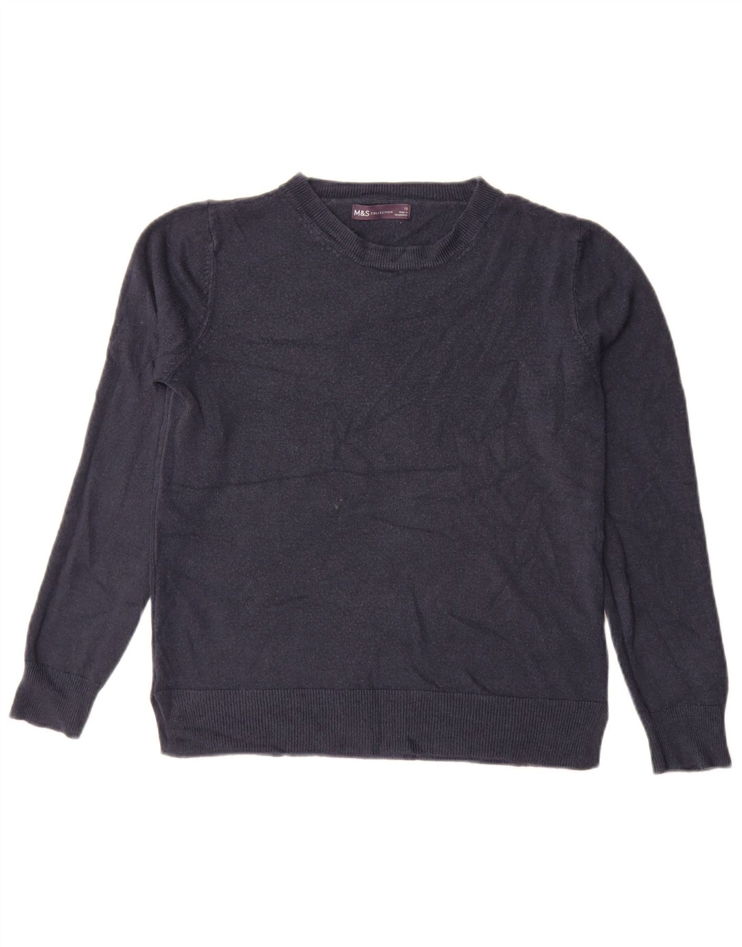 Marks & Spencer Womens Crew Neck Jumper Sweater UK 12 Medium Navy Blue