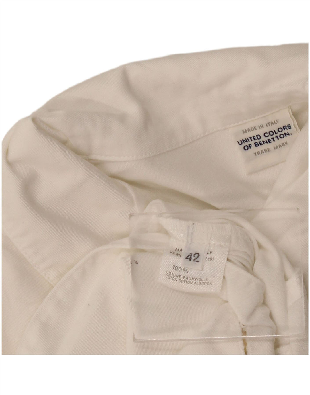 Benetton Womens Short Sleeve Cardigan Top IT 42 Medium White Cotton