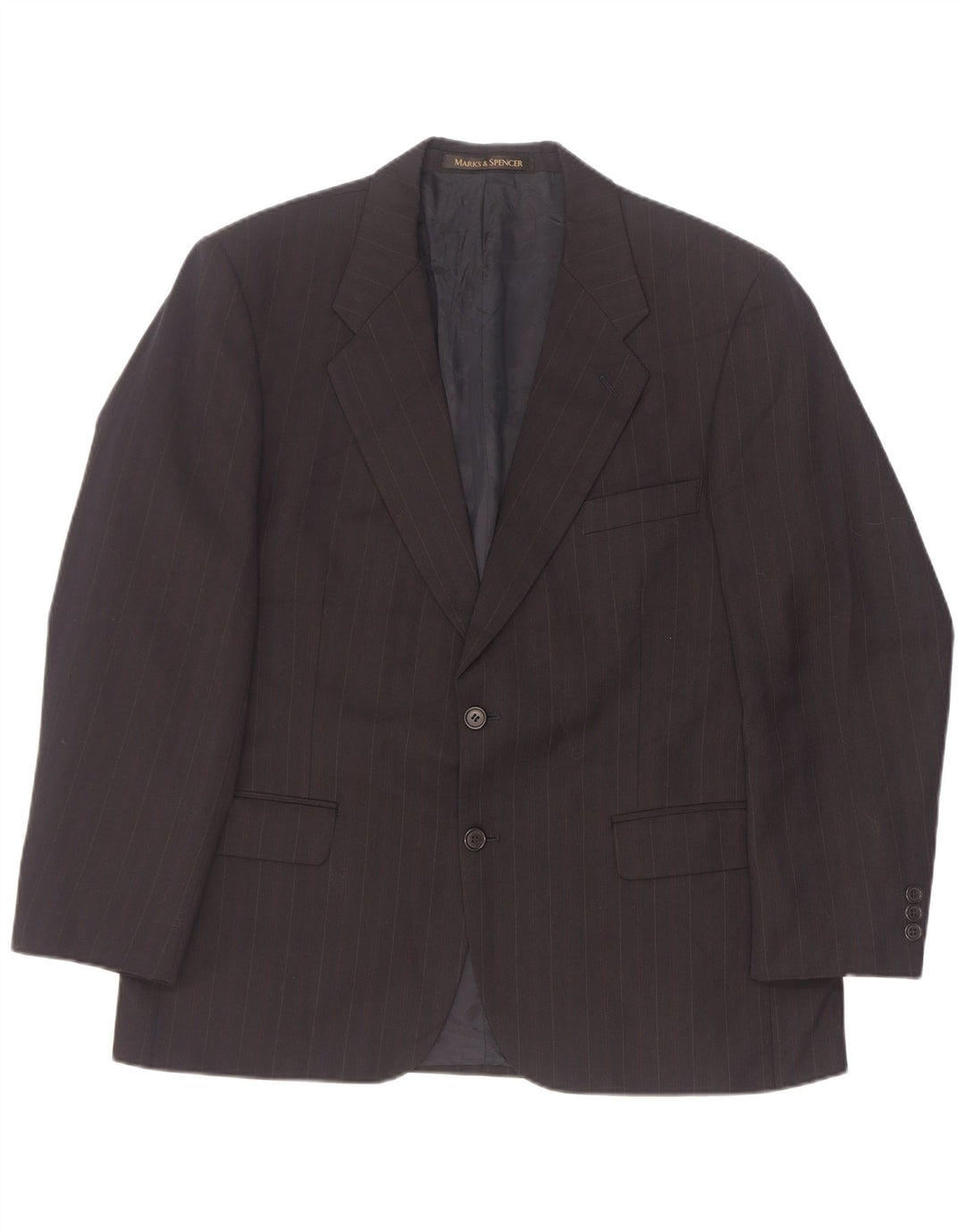 Marks & Spencer Męska marynarka zapinana na 2 guziki, EU 52/54 4XL, czarna w prążki