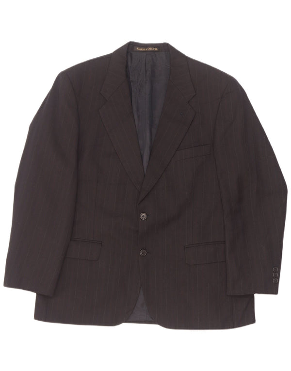 Marks & Spencer Herre 2-knaps blazerjakke EU 52/54 4XL sort nålestribe