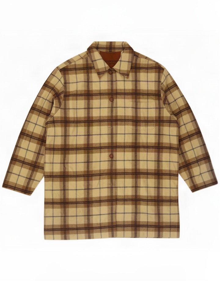 Seidensticker Chaqueta estilo shacket extragrande para mujer IT 42 Medium Beige Check