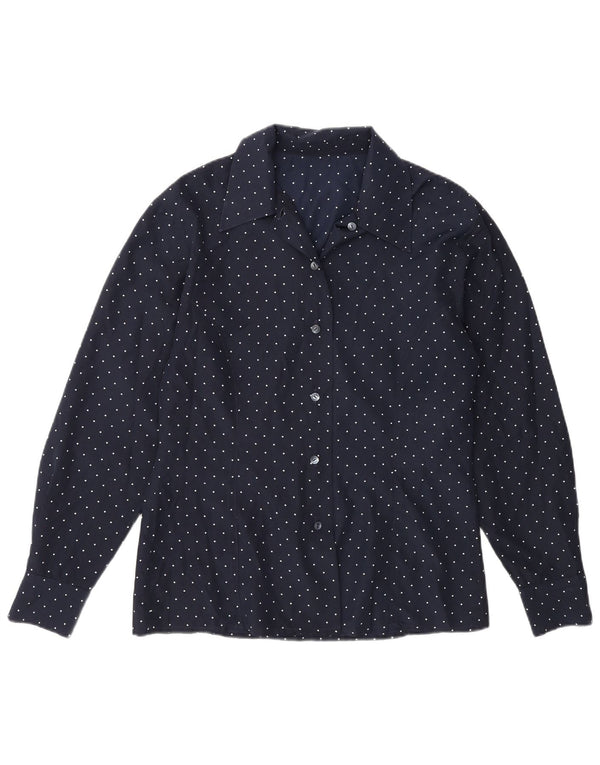chemise femme vintage UK 14 Bleu Marine Moyen Spotté