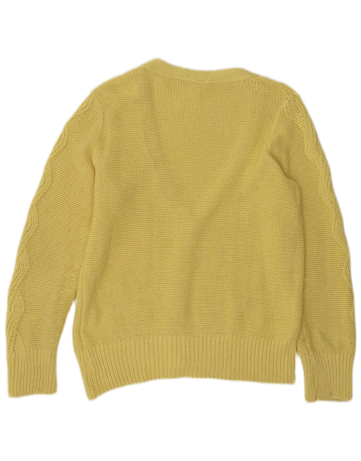 DELMOD Womens Cardigan Sweater UK 10 Small Yellow Polyester